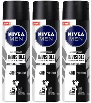 Nivea Men Invisible Black & White Spray 150 ml (3-Pack) Nivea Men Invisible Black & White Spray 150 ml (3-Pack)