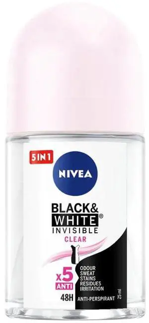 Nivea Women Invisible Black & White Clear Roll On 25 ml (1-Pack) Nivea Women Invisible Black & White Clear Roll On 25 ml (1-Pack)