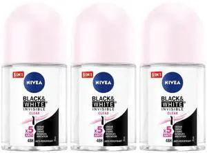 Nivea Women Invisible Black & White Clear Roll On 25 ml (3-Pack) Nivea Women Invisible Black & White Clear Roll On 25 ml (3-Pack)