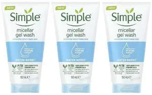 Simple Water Boost Micellar Gel Facial Wash, 5 oz (3-Pack) Simple Water Boost Micellar Gel Facial Wash, 5 oz (3-Pack)
