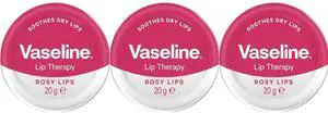 Vaseline Lip Therapy, Rosy Lips With Rose & Almond Oil, 20 g (3-Pack) Vaseline Lip Therapy, Rosy Lips With Rose & Almond Oil, 20 g (3-Pack)