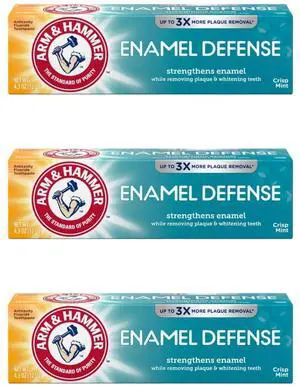 Arm & Hammer Enamel Defense Toothpaste, 4.3 oz Tube, Crisp Mint, Fluoride (3-Pack) Arm & Hammer Enamel Defense Toothpaste, 4.3 oz Tube, Crisp Mint, Fluoride (3-Pack)