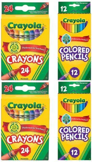 Crayola 2 Pack 24 Crayons & 2 Pack 12 Colored Pencils Set Crayola 2 Pack 24 Crayons & 2 Pack 12 Colored Pencils Set