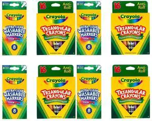 Crayola Art Supply Bundle 4 Pack 8 Count Washable Fine Line Markers + 4 Pack 16 Count Triangular Crayons Crayola Art Supply Bundle 4 Pack 8 Count Washable Fine Line Markers + 4 Pack 16 Count Triangular Crayons