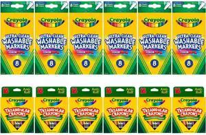 Crayola Art Supply Bundle 6 Pack 8 Count Washable Fine Line Markers + 6 Pack 16 Count Triangular Crayons Crayola Art Supply Bundle 6 Pack 8 Count Washable Fine Line Markers + 6 Pack 16 Count Triangular Crayons