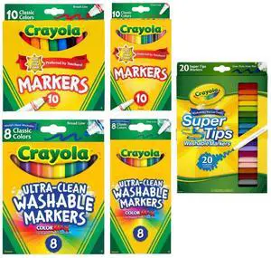 Crayola Back to School Marker Bundle Broad Line, Fine Line, Washable & Super Tips Markers Crayola Back to School Marker Bundle Broad Line, Fine Line, Washable & Super Tips Markers