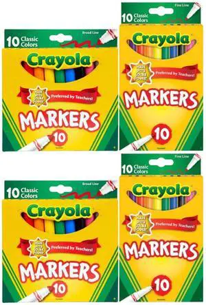 Crayola Classic 2 Pack Fine Line Markers & 2 Pack Broad Line Markers 40-Count Duo Crayola Classic 2 Pack Fine Line Markers & 2 Pack Broad Line Markers 40-Count Duo