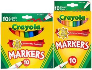 Crayola Classic Fine Line Markers & Broad Line Markers 20-Count Duo Crayola Classic Fine Line Markers & Broad Line Markers 20-Count Duo