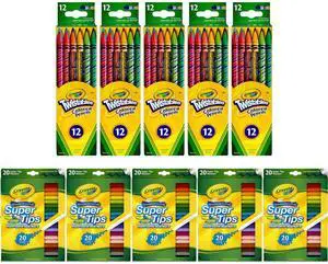 Crayola Creative Art Set 5 Pack Twistables Colored Pencils 12 Count & 5 Pack Super Tips Markers 20 Count Crayola Creative Art Set 5 Pack Twistables Colored Pencils 12 Count & 5 Pack Super Tips Markers 20 Count