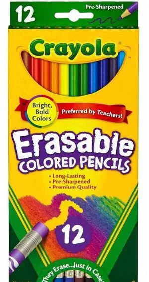 Crayola Erasable Colored Pencils 12 ct Crayola Erasable Colored Pencils 12 ct
