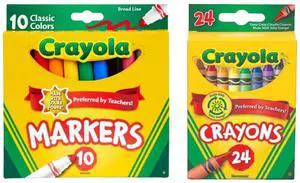 Crayola Marker & Crayon Set 10 Broad Line Markers and 24 Crayons Crayola Marker & Crayon Set 10 Broad Line Markers and 24 Crayons