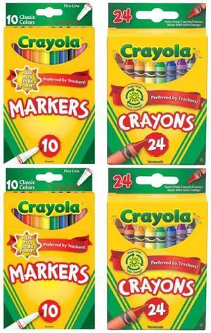 Crayola Marker & Crayon Set 2 Pack 10 Fine Line Markers & 2 Pack 24 Crayons Crayola Marker & Crayon Set 2 Pack 10 Fine Line Markers & 2 Pack 24 Crayons
