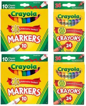 Crayola Marker & Crayon Set 2 Pack 10 Broad Line Markers & 2 Pack 24 Crayons Crayola Marker & Crayon Set 2 Pack 10 Broad Line Markers & 2 Pack 24 Crayons