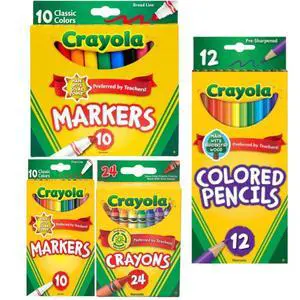 Crayola School Art Supply Set Markers, Crayons & Colored Pencils Bundle Crayola School Art Supply Set Markers, Crayons & Colored Pencils Bundle