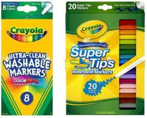 Crayola Washable Marker Combo Pack 8 Fine Line Markers + 20 Super Tips Markers Crayola Washable Marker Combo Pack 8 Fine Line Markers + 20 Super Tips Markers