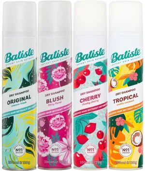 Batiste Dry Shampoo Variety Pack, 4 Count, 200 ml Each (Original, Blush, Cherry, Tropical) Batiste Dry Shampoo Variety Pack, 4 Count, 200 ml Each (Original, Blush, Cherry, Tropical)