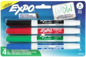 Expo Low Odor Fine Tip Dry Erase Markers 4 Count (3-Pack) Expo Low Odor Fine Tip Dry Erase Markers 4 Count (3-Pack)