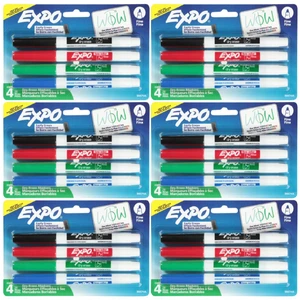 Expo Low Odor Fine Tip Dry Erase Markers 4 Count (6-Pack) Expo Low Odor Fine Tip Dry Erase Markers 4 Count (6-Pack)