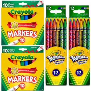 Crayola Set - 2x Broad Line Markers 10 ct + 2x Twistables Pencils 12 ct (4 Pack) Crayola Set - 2x Broad Line Markers 10 ct + 2x Twistables Pencils 12 ct (4 Pack)