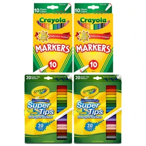 Crayola 2x Fine Line Markers 10 ct + 2x Super Tips Markers 20 ct - 4 Pack Crayola 2x Fine Line Markers 10 ct + 2x Super Tips Markers 20 ct - 4 Pack