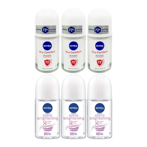 Nivea Roll-On Deodorant Set - 3x Extra Brightening 25 ml + 3x Dry Comfort 25 ml Nivea Roll-On Deodorant Set - 3x Extra Brightening 25 ml + 3x Dry Comfort 25 ml