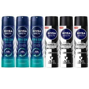 Nivea Deodorant Spray 150 ml Combo Pack - 3x Fresh Ocean + 3x Black & White Nivea Deodorant Spray 150 ml Combo Pack - 3x Fresh Ocean + 3x Black & White