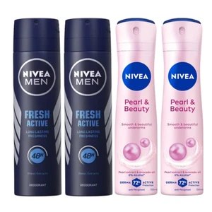 Nivea Deodorant Spray 150 ml 2x Pearl & Beauty + 2x Fresh Active - 4 Pack Nivea Deodorant Spray 150 ml 2x Pearl & Beauty + 2x Fresh Active - 4 Pack