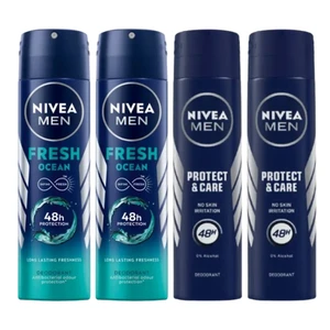Nivea Deodorant Spray 150 ml Variety Pack - 2x Fresh Ocean + 2x Protect & Care Nivea Deodorant Spray 150 ml Variety Pack - 2x Fresh Ocean + 2x Protect & Care