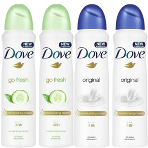 Dove Go Fresh Antiperspirant Spray 150 ml Combo Pack - 2x Cucumber + 2x Original Dove Go Fresh Antiperspirant Spray 150 ml Combo Pack - 2x Cucumber + 2x Original