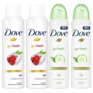Dove Go Fresh Antiperspirant Spray 150 ml Set - 2x Pomegranate + 2x Cucumber Dove Go Fresh Antiperspirant Spray 150 ml Set - 2x Pomegranate + 2x Cucumber