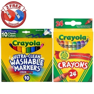 Crayola Crayons 24ct & Washable Broad Line 10ct + 2 FREE Sharpeners Crayola Crayons 24ct & Washable Broad Line 10ct + 2 FREE Sharpeners