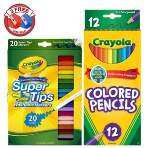 Crayola Super Tips 20ct & Colored Pencils 12ct + 2 FREE Sharpeners Crayola Super Tips 20ct & Colored Pencils 12ct + 2 FREE Sharpeners