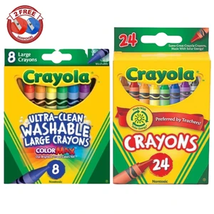 Crayola Crayons 24ct & Large Washable Crayons 8ct + 2 FREE Sharpeners Crayola Crayons 24ct & Large Washable Crayons 8ct + 2 FREE Sharpeners