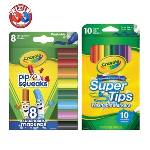 Crayola Super Tips 10ct & Pip-Squeaks 8ct + 2 FREE Sharpeners Crayola Super Tips 10ct & Pip-Squeaks 8ct + 2 FREE Sharpeners