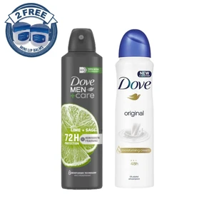 Dove Spray Men Lime & Sage 150ml & Original 150ml + 2 FREE Lip Balms Dove Spray Men Lime & Sage 150ml & Original 150ml + 2 FREE Lip Balms