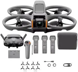 DJI Avata 2 Fly More Combo (3 Batteries), FPV Drones with Camera for Adults 4K, Immersive Experience, One-Push Acrobatics, Built-in Propeller Guard, 155° FOV, Drone Compliant with FAA Remote ID