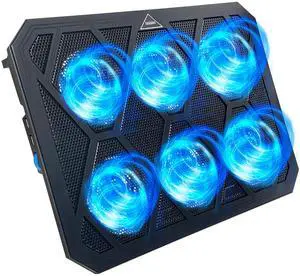 NAGAN Laptop Cooling Pad with 6 Fans, Ergonomic USB Powered Cooling Pad for Laptop with Dual USB 2.0 Ports, Height-Adjustable, Metal Mesh Gaming Notebook Cooler, Fits 15-17.3 inch Laptops NAGAN Laptop Cooling Pad with 6 Fans, Ergonomic USB Powered Cooling Pad for Laptop with Dual USB 2.0 Ports, Height-Adjustable, Metal Mesh Gaming Notebook Cooler, Fits 15-17.3 inch Laptops