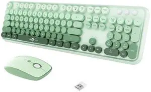 FOPETT Wireless Keyboard and Mouse Combo, 104 Keys Full-Sized 2.4 GHz Round Keycap Colorful Keyboards, USB Receiver Plug and Play, for Windows, Mac, PC, Laptop, Desktop (GradientGreen) FOPETT Wireless Keyboard and Mouse Combo, 104 Keys Full-Sized 2.4 GHz Round Keycap Colorful Keyboards, USB Receiver Plug and Play, for Windows, Mac, PC, Laptop, Desktop (GradientGreen)