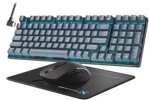 Mechanical Gaming Keyboard and Mouse, LED Backlit 98-Key Floating Keycap & 4 DPI RGB Gaming Mouse with Mouse Pad, Full Anti-Ghost Light Up Wired Computer Keyboards for MAC PC Gamer Accessories, Gray Mechanical Gaming Keyboard and Mouse, LED Backlit 98-Key Floating Keycap & 4 DPI RGB Gaming Mouse with Mouse Pad, Full Anti-Ghost Light Up Wired Computer Keyboards for MAC PC Gamer Accessories, Gray