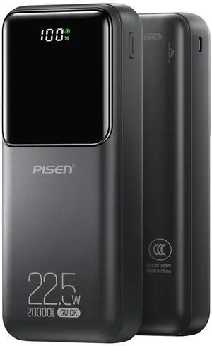 PISEN CCC Certified Power Bank - 20000mAh 22.5W 3C Power Bank, Travel Battery Pack Portable 3C Charger, PD3.0 QC3.0 20000mAh LED Display Portable Charger 2USB-A, 1USB-C for iPhone, Samsung and More PISEN CCC Certified Power Bank - 20000mAh 22.5W 3C Power Bank, Travel Battery Pack Portable 3C Charger, PD3.0 QC3.0 20000mAh LED Display Portable Charger 2USB-A, 1USB-C for iPhone, Samsung and More