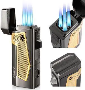 Gioflv Torch Lighter, Windproof Butane Lighter for Outdoor, Bonfire, Candle, Fireplace, Black and Gold, Multi-Purpose Without Butane Gioflv Torch Lighter, Windproof Butane Lighter for Outdoor, Bonfire, Candle, Fireplace, Black and Gold, Multi-Purpose Without Butane