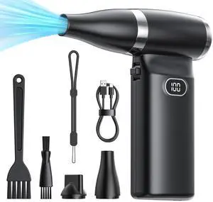 Electric Compressed Air Duster Cordless: 60 MPH High Wind Speed Mini Air Blower for Electronics Portable Computer Cleaner Hand Keyboard Cleaning Powerful Duster for Car, Fans and Other Sences Electric Compressed Air Duster Cordless: 60 MPH High Wind Speed Mini Air Blower for Electronics Portable Computer Cleaner Hand Keyboard Cleaning Powerful Duster for Car, Fans and Other Sences