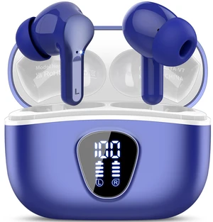 Wireless Earbuds, Bluetooth 5.4 Headphones HiFi Stereo, Bluetooth Earbuds With ENC Noise Cancelling Mic, IP7 Waterproof in Ear Earphones, 48H, LED Display Ear buds for Pad Workout Sports, Blue Wireless Earbuds, Bluetooth 5.4 Headphones HiFi Stereo, Bluetooth Earbuds With ENC Noise Cancelling Mic, IP7 Waterproof in Ear Earphones, 48H, LED Display Ear buds for Pad Workout Sports, Blue