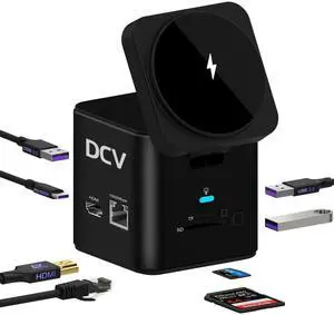 USB C Laptop Docking Station with MagSafe Charger Stand, 9 in 1 USB C Hub Multiport Adapter with 4K HDMI, 1Gbps Ethernet, 3 USB 3.0, SD/TF, Compatible with MacBook/Dell/HP/Lenovo/iPhone (Black) USB C Laptop Docking Station with MagSafe Charger Stand, 9 in 1 USB C Hub Multiport Adapter with 4K HDMI, 1Gbps Ethernet, 3 USB 3.0, SD/TF, Compatible with MacBook/Dell/HP/Lenovo/iPhone (Black)