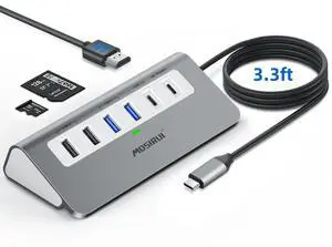 USB C Hub,Mosirui 9 in 1 USB C Hub Multiport Adapter with 4K HDMI,Type C 3.0 5Gbps,USB A 3.0/2.0,PD 100W, SD/TF Card Reader,USB C Dock for MacBook Pro/Air,iPad,iMac,iPhone,HP,Dell and More (3.3 Ft) USB C Hub,Mosirui 9 in 1 USB C Hub Multiport Adapter with 4K HDMI,Type C 3.0 5Gbps,USB A 3.0/2.0,PD 100W, SD/TF Card Reader,USB C Dock for MacBook Pro/Air,iPad,iMac,iPhone,HP,Dell and More (3.3 Ft)