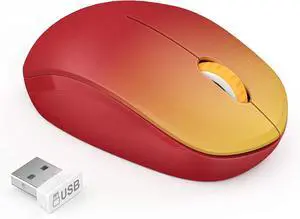 Wireless Mouse, 2.4G Noiseless Mouse with USB Receiver Portable Computer Mice for PC, Tablet, Laptop, Notebook with Windows System - Gradient Red