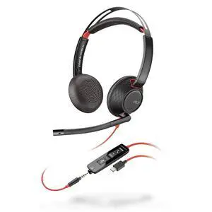 Blackwire 5220 Wired Headset - Flexible Boom Mic - Noise Cancelling Headphones with Mic - USB-C, USB-A, 3.5mm - Ergonomic Over-Ear Design - Works with Microsoft Teams, Zoom - Work from Home Blackwire 5220 Wired Headset - Flexible Boom Mic - Noise Cancelling Headphones with Mic - USB-C, USB-A, 3.5mm - Ergonomic Over-Ear Design - Works with Microsoft Teams, Zoom - Work from Home