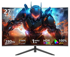 VJCSTAR 27-Inch Curved Gaming Monitor, 280Hz FHD 1080p, 1ms Response Time, FreeSync, HDR, HDMI/DP, VESA Mount, Black Computer Monitor VJCSTAR 27-Inch Curved Gaming Monitor, 280Hz FHD 1080p, 1ms Response Time, FreeSync, HDR, HDMI/DP, VESA Mount, Black Computer Monitor