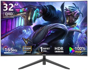 VJCSTAR 32" Curved Gaming Monitor, 2K QHD 2560x1440P, 165Hz Computer Monitors, 100% sRGB, FreeSync, 1500R VA Screen, HDMI/DP , Suitable For Gaming, Office Work, Entertainment VJCSTAR 32" Curved Gaming Monitor, 2K QHD 2560x1440P, 165Hz Computer Monitors, 100% sRGB, FreeSync, 1500R VA Screen, HDMI/DP , Suitable For Gaming, Office Work, Entertainment