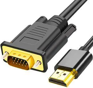 HDMI to VGA 6FT, Uni-Directional HDMI Computer to VGA Monitor Cable (Male to Male) Compatible for Desktop, Laptop, PC, Monitor, Projector, HDTV, Raspberry Pi, Roku, Xbox and More